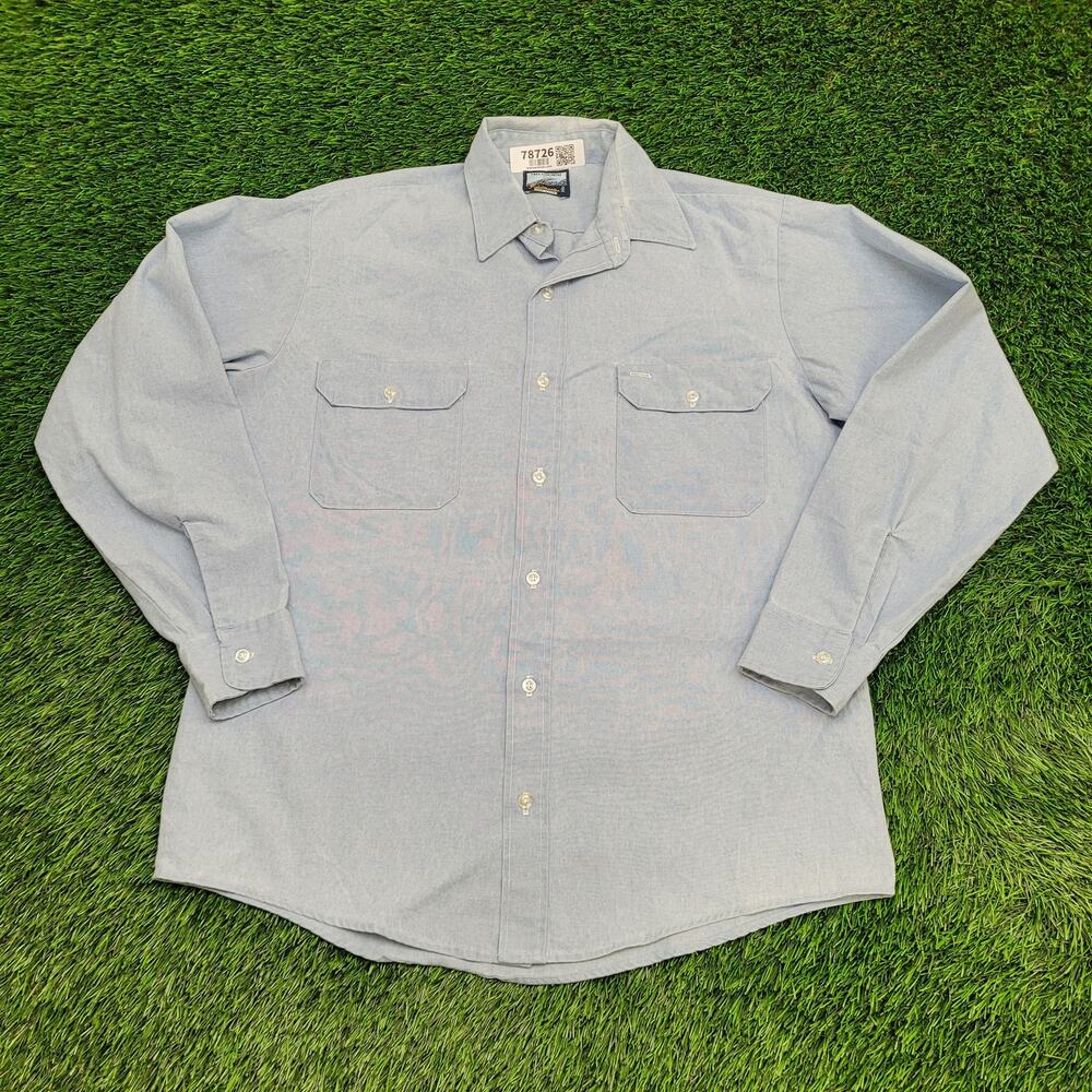 Vintage Filedmaster Button Shirt XL 16 23x30 Blue